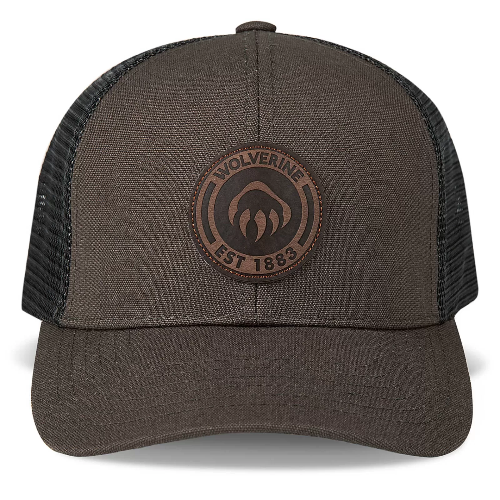 Wolverine 1883 Leather Patch Trucker Cap Black Olive Cheap