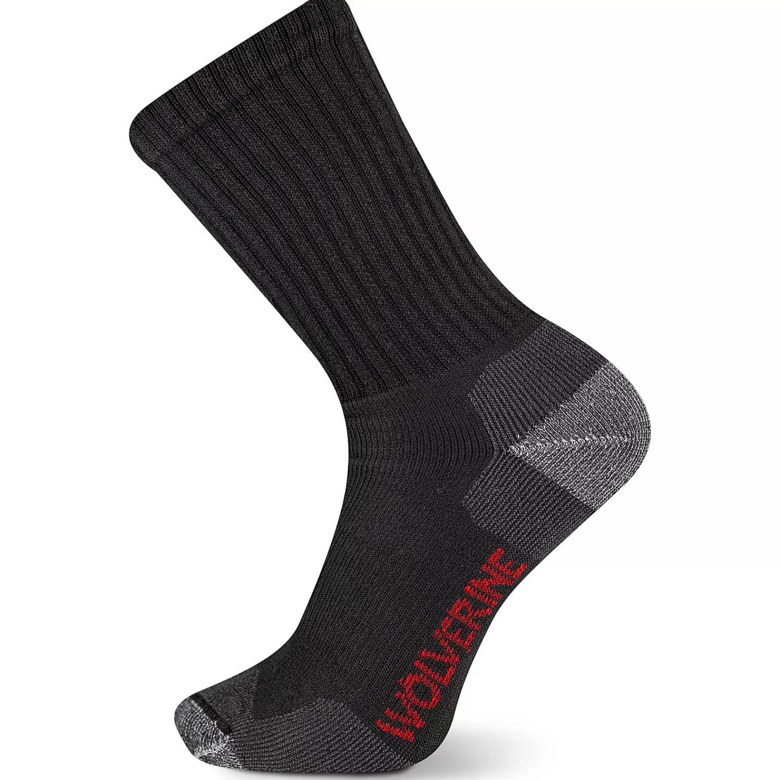 Wolverine 2-PK Safety-Toe Moisture-Wicking Crew Sock Black New