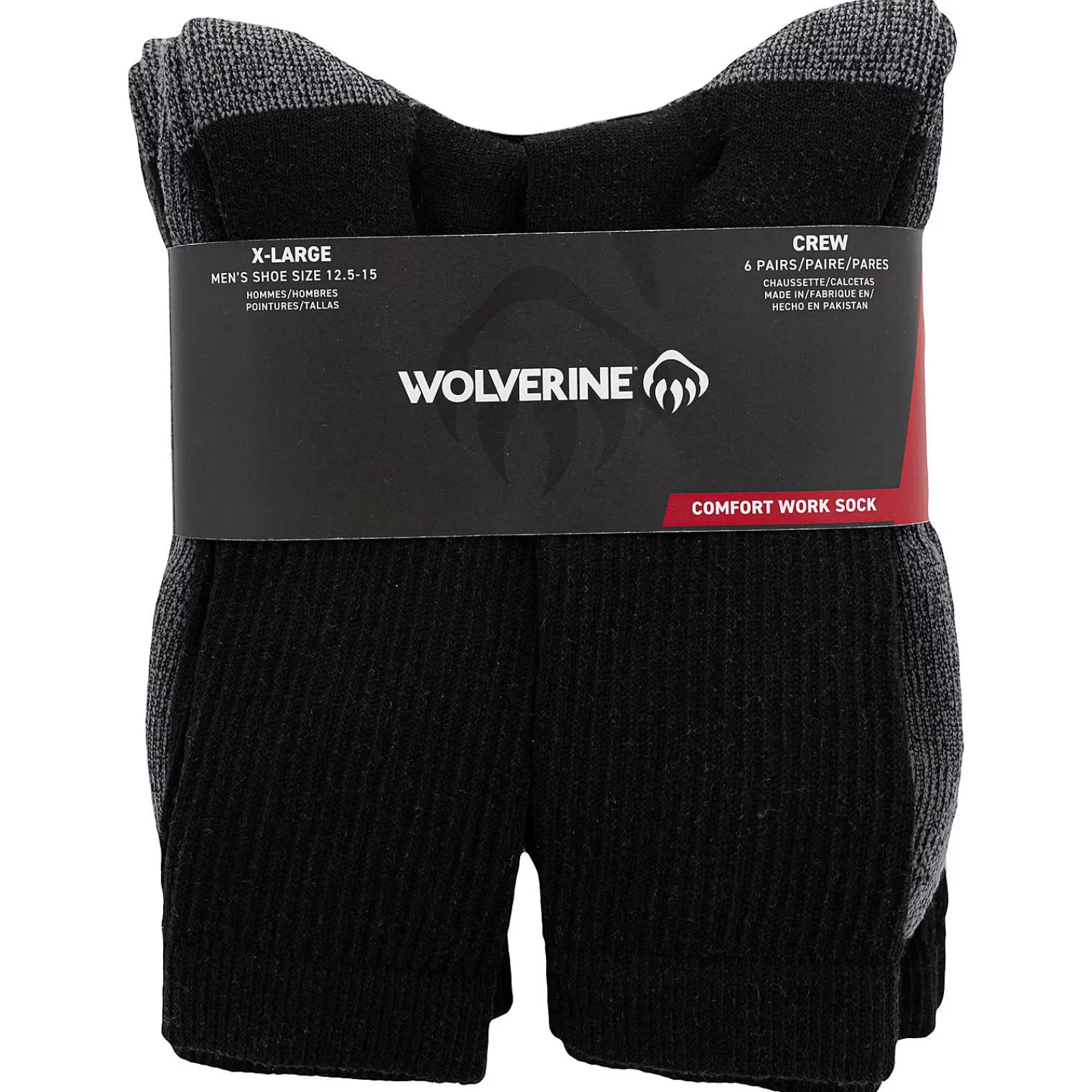 Wolverine 6-PK Cotton Comfort Steel-Toe Crew Sock Black Cheap