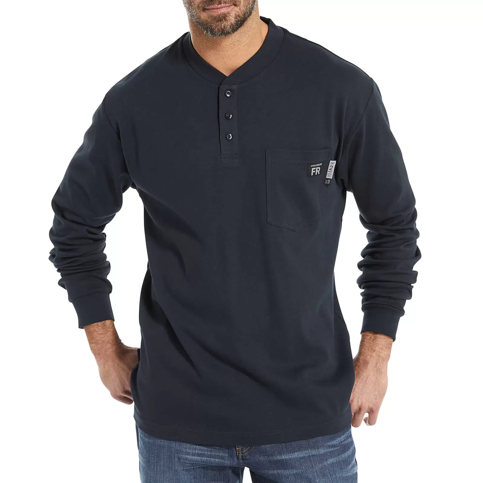 Wolverine FR Long Sleeve Henley Navy New