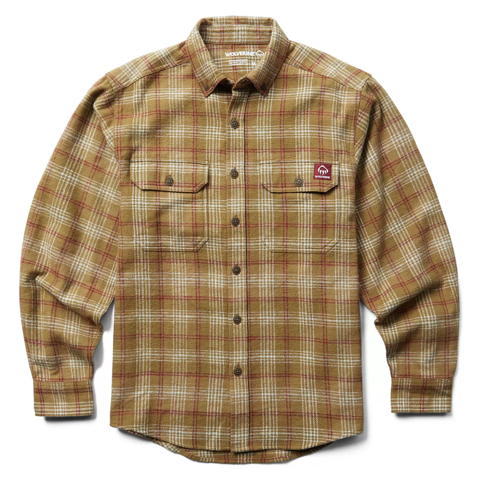 Wolverine Glacier Heavyweight Long Sleeve Flannel Shirt Coyote Plaid Shop