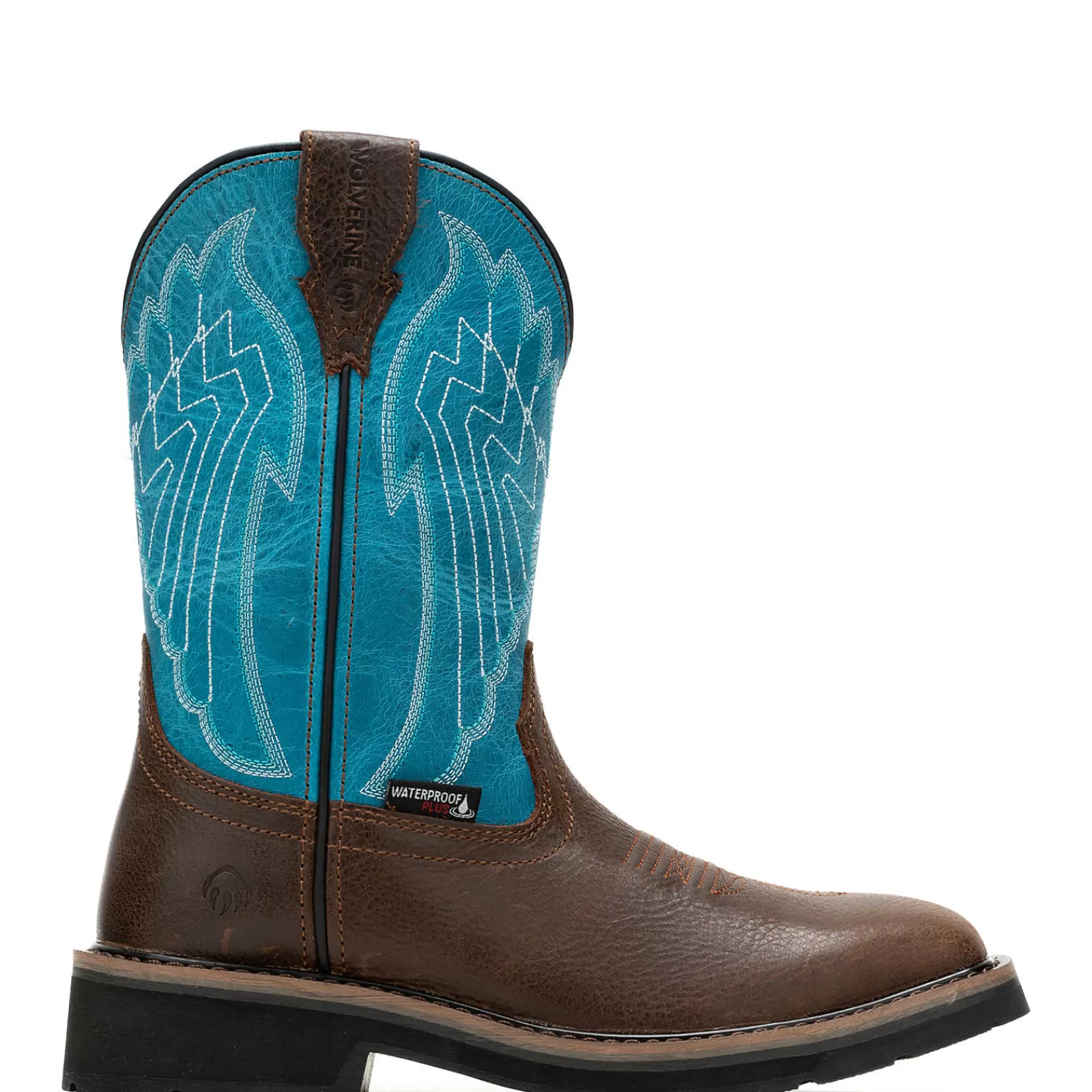 Wolverine Rancher Eagle Waterproof Steel-Toe Wellington Work Boot Brown/Teal Shop