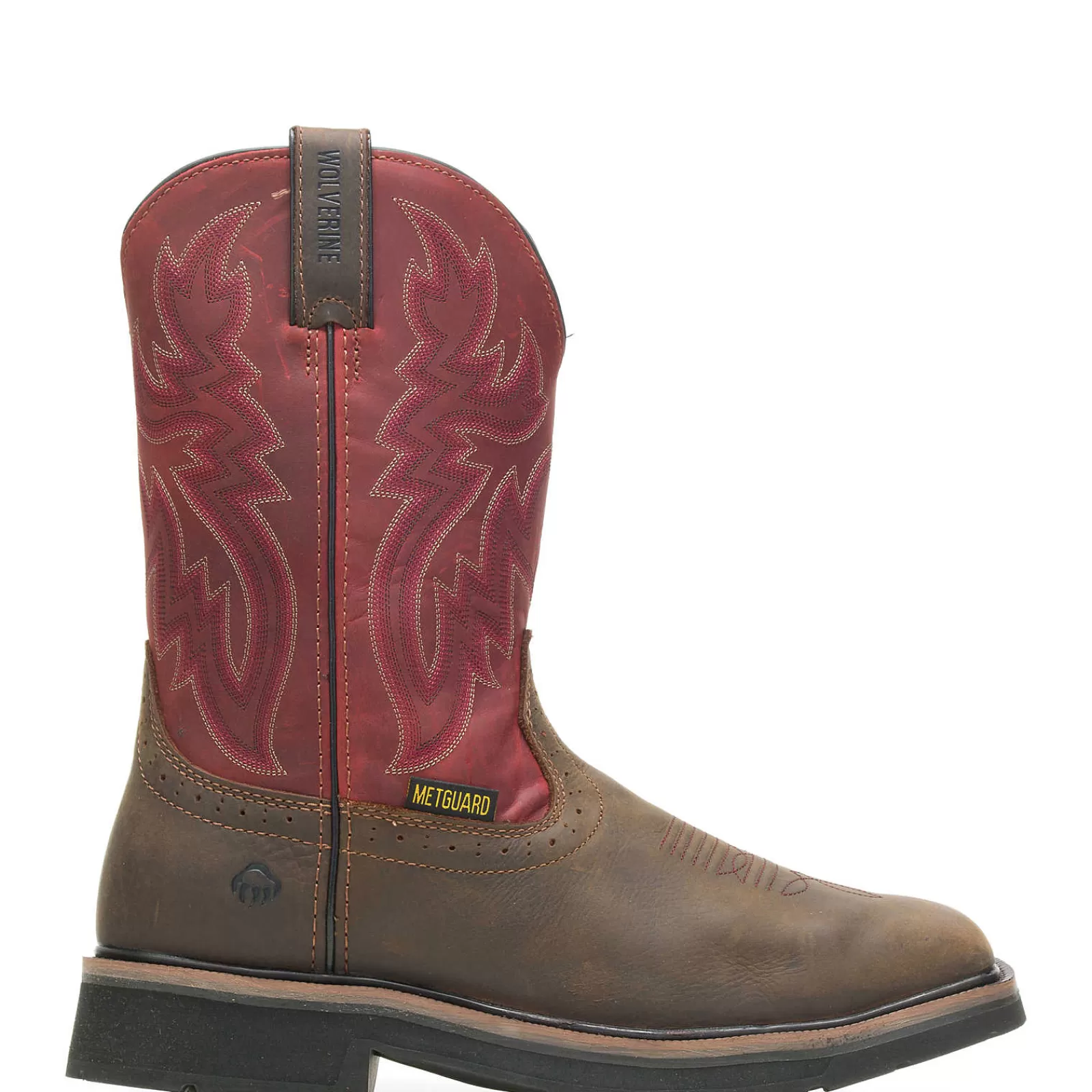 Wolverine Rancher Met Guard Steel-Toe Wellington Brown/Red Cheap